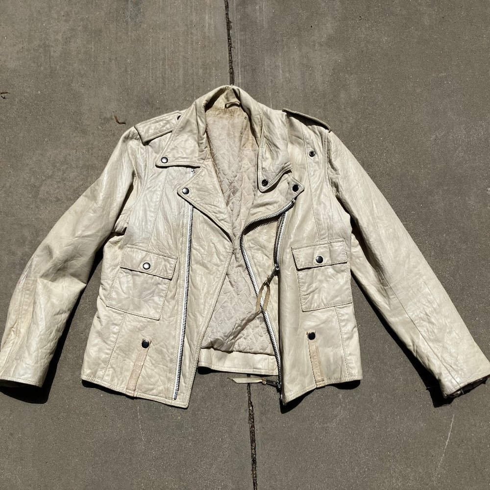 Cream Faux Leather Jacket